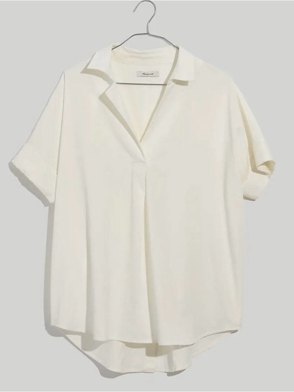 Madewell White Courier Button Back Shirt